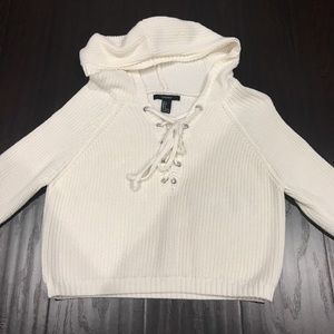 forever 21 white lace up sweater